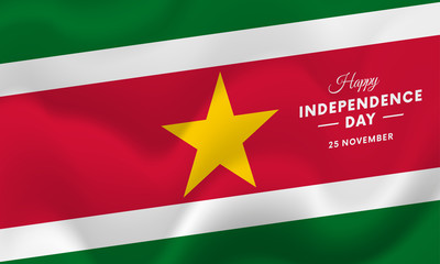 Obraz premium Suriname Independence Day. 25 November. Waving flag. Vector illustration.