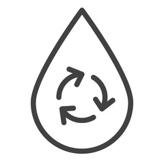 Recycle water line icon, outline vector sign, linear style pictogram isolated on white. Symbol, logo illustration. Editable stroke. Pixel perfect graphics