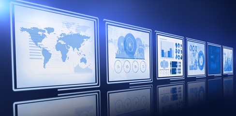 Digital image of business charts and map