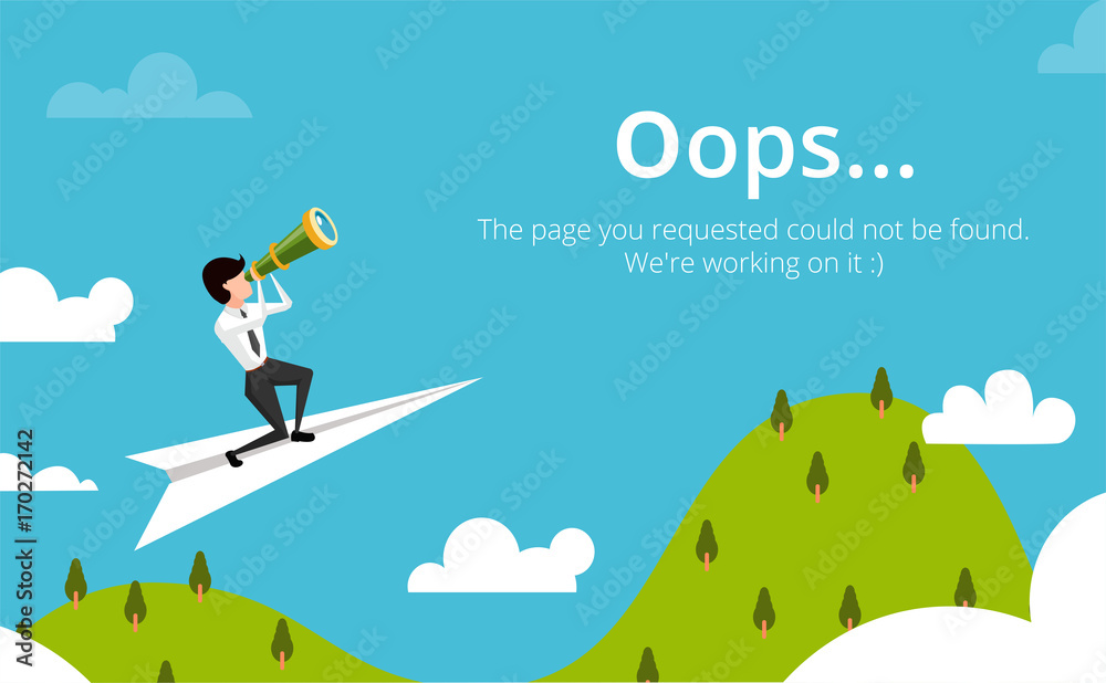 Poster error 404 page layout vector design. website 404 page creative concept. the page you requested could