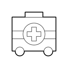 first aid kit health help and medical support with wheel vector illustration