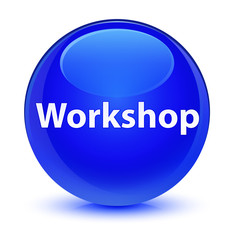 Workshop glassy blue round button