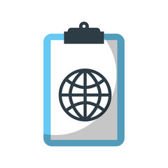 clipboard with global connection network image vector illustration