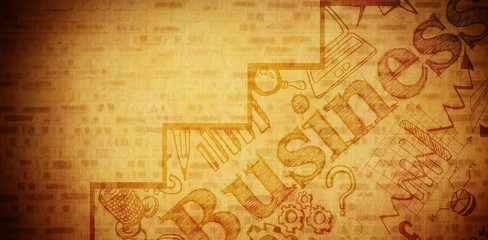 Composite image of graphic image of business text with graph