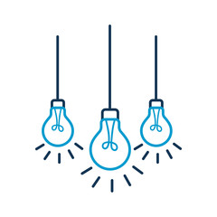 Naklejka premium light bulbs hanging from the ceiling vector illustration