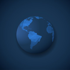 Polygonal globe template on dark blue background.