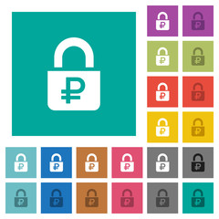 Locked Rubles square flat multi colored icons
