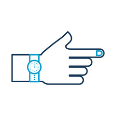 hand with watch time accessory fashion vector illustration