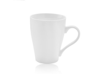 white ceramic cup on white background