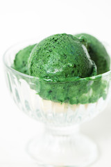 Homemade Vegan Banana, Spinach, Spirulina Nice Cream or Sorbet