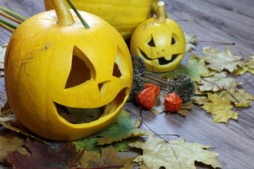 Halloween pumpkin leaves fall