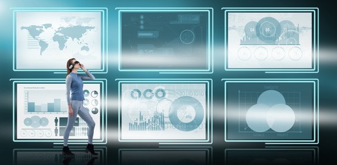 Composite image of full length of stylish woman wearing virtual