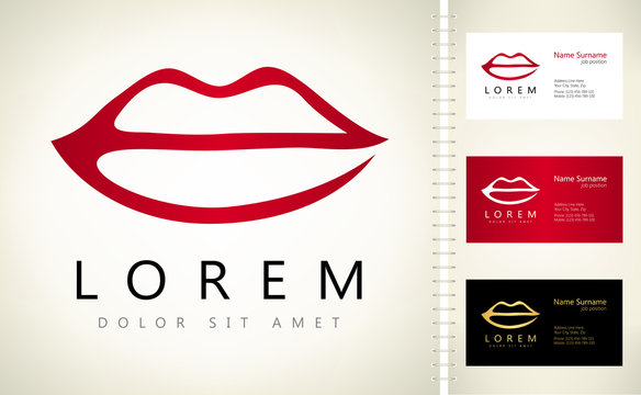 Lips logo. Female lips print. 