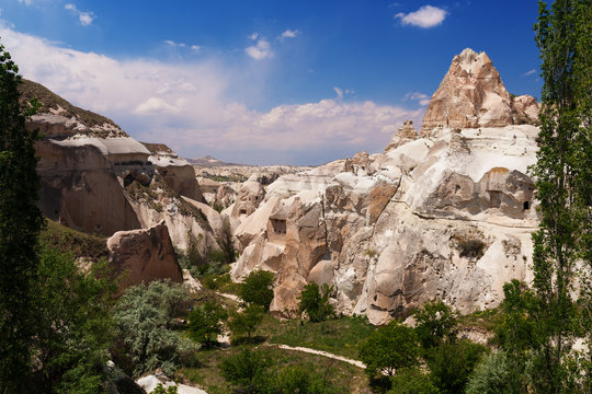 Cave town in the Red Valley. Cappadocia, Turkey.