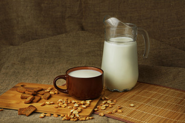 Jug with a milk mug