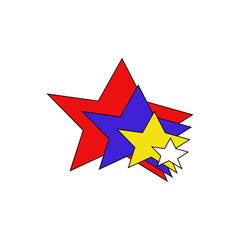 Obraz premium Vector of multicolored stars in a row on a white background.