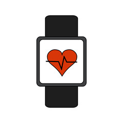heart rate wrist monitor fitness band icon image vector illustration design 