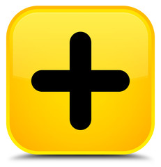 Plus icon special yellow square button