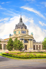 Fototapeta premium Piękny widok na łaźnie Széchenyi w Budapeszcie na Węgrzech