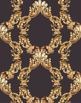 Vintage baroque frame decor. Detailed 3d realistic ornament vector illustration