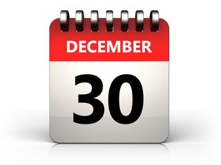 3d 30 december calendar