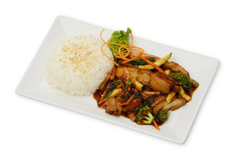 White rice with meat