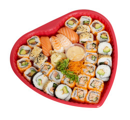 Sushi plate in heart shape