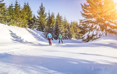 Langlaufen in Winterlandschaft