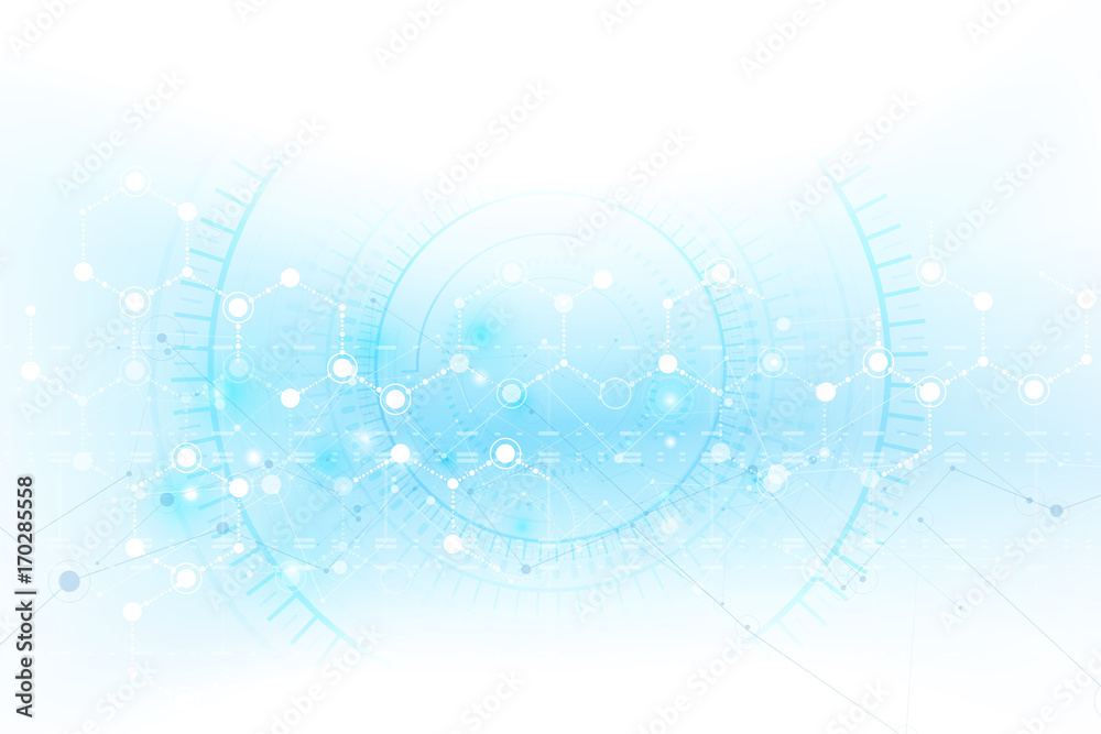 Fototapete futuristic cyber technology blue and white abstract background with line and shadows element vector 