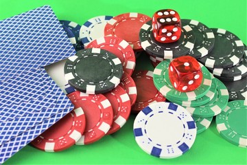 An image of a casino - dice, chip, gambling