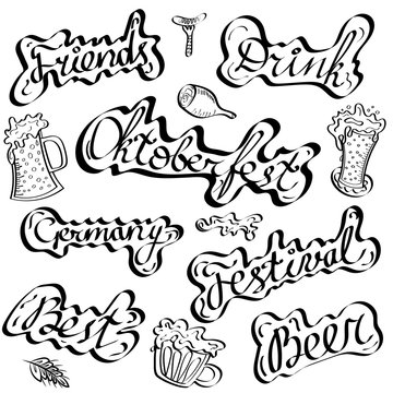 Oktoberfest Letterings and Symbols. Perfect use as stickers, banners and labels.