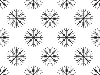 Galdrastafir seamless pattern ancient runes, intertwined runes. Vector illustration