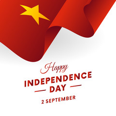 Vietnam Independence Day. 2 September. Waving flag. Vector illustration.