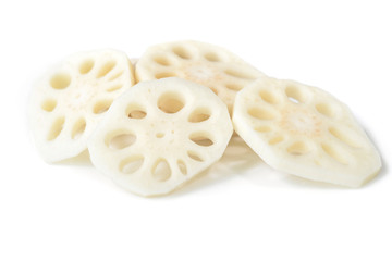 Lotus root on white background - isolated (Asian ingredients)