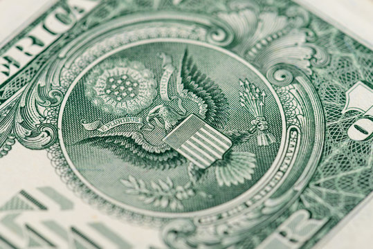 macro fragment banknote one US dollar, shallow depth of field