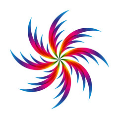 Abstract palm leaf with spectrum gradient. Summer style. Vector illustration.