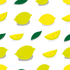 Lemon pattern. Seamless pattern. Isolated on white background. Vector illustration.