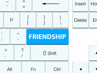 Friendship cyan blue keyboard button