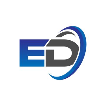 vector initial logo letters ed with circle swoosh blue gray