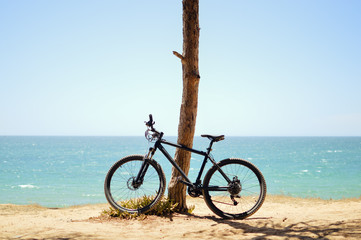 Fototapeta premium Bicycle on the beach dreamy natural outdoors background