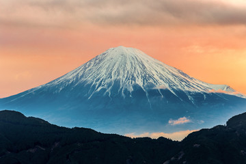 Mountain fuji with mist during dusk time,Japan - obrazy, fototapety, plakaty