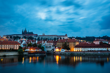 Hradcany Prague Castle, Church Saint Vitus in Prague at night, Czech Republic