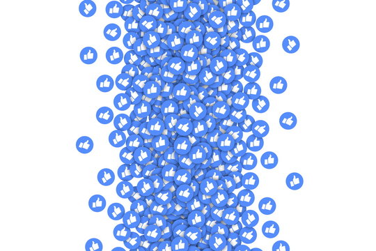 Vector 3D Social Network Like Thumb Up Blue Icons Abstract Illustration Isolated on White Background. Design Elements for Web, Internet, App, Advertisement, Promotion, Marketing, SMM, CEO, Business