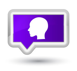 Head woman face icon prime purple banner button