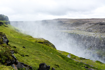 Spectacular Dettifoss waterfall in Iceland in summer