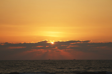 Evening scene with sunset on the sea