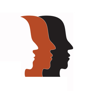 Design of various silhouettes of human profile heads