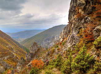 Obraz premium Beautiful mountain landscape with colorful autumn forest