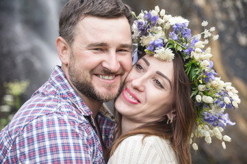 Portrait of a loving couple of hipsters