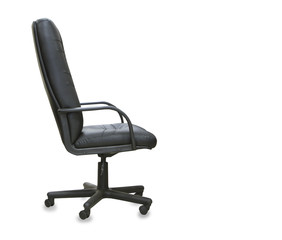 The office chair from black leather. Isolated